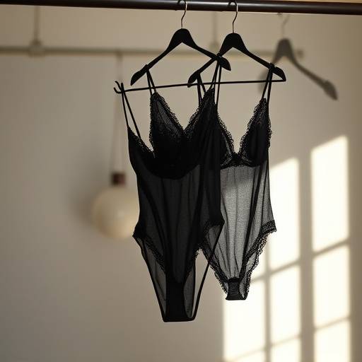 Caläas sociais femininas pretas penduradas em um rack, mostrando diferentes tamanhos e cortes.