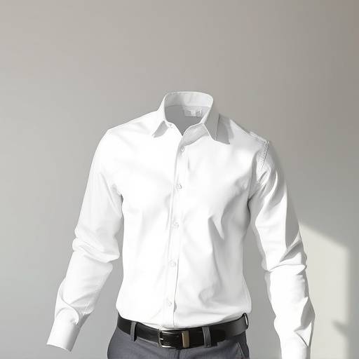 Camisa social branca de manga comprida, ideal para o ambiente de trabalho.