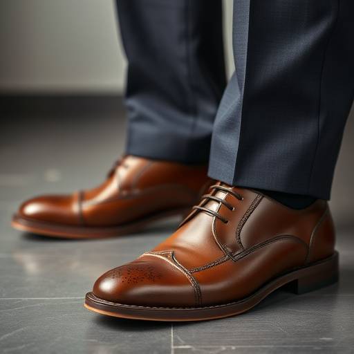 Sapatos de couro marrom lustrados, adequados para vestimenta formal de escritório.